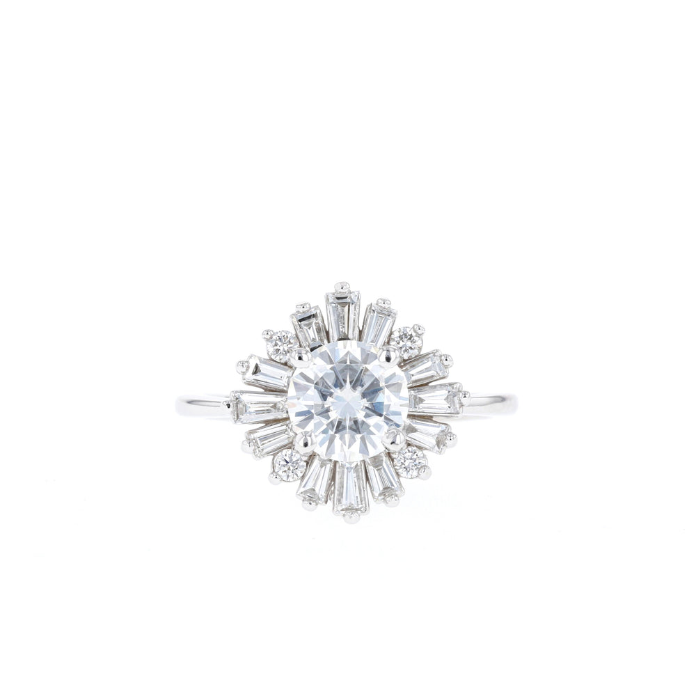 1.05CT Round Moissanite Cluster Diamond Engagement Ring