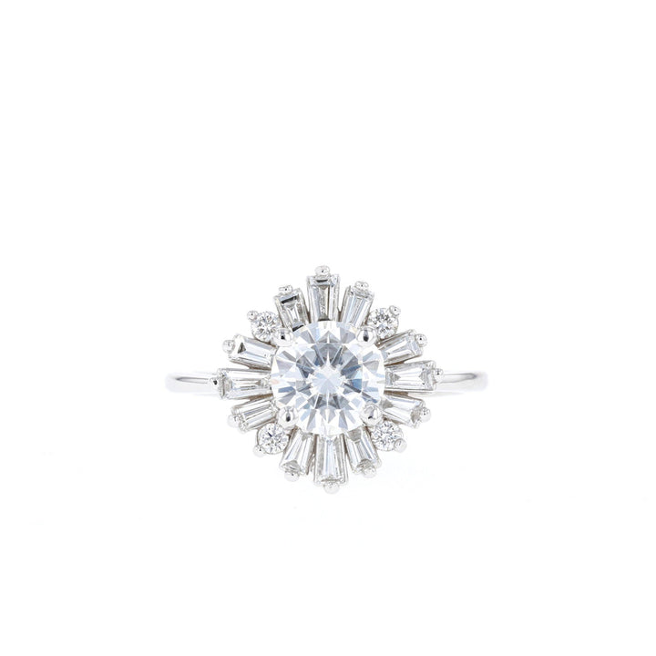 1.05CT Round Moissanite Cluster Diamond Engagement Ring