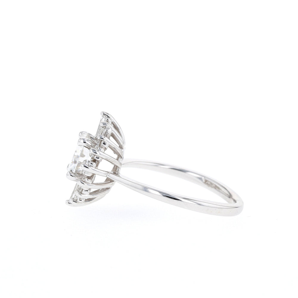 1.05CT Round Moissanite Cluster Diamond Engagement Ring