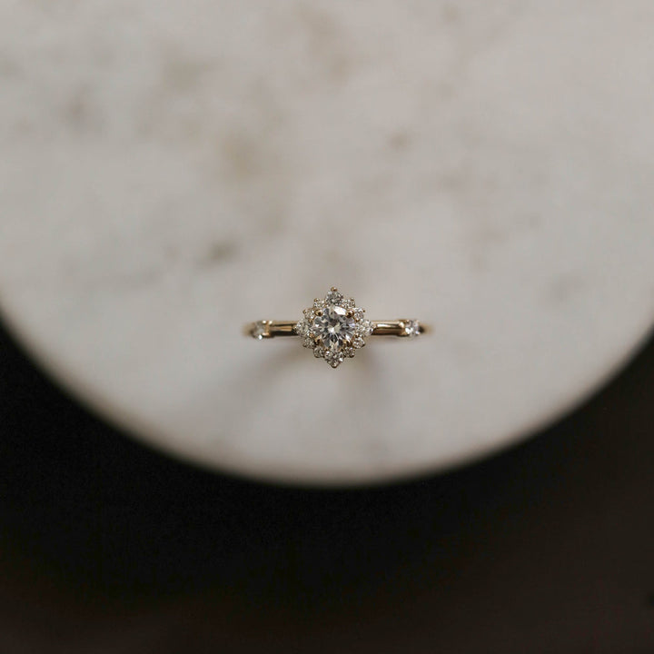 0.25ct Round Cut Halo Moissanite Diamond Engagement Ring