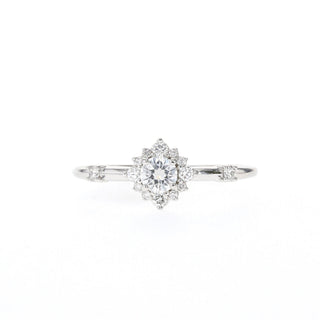 0.25ct Round Halo Diamond Moissanite Pave Engagement Ring