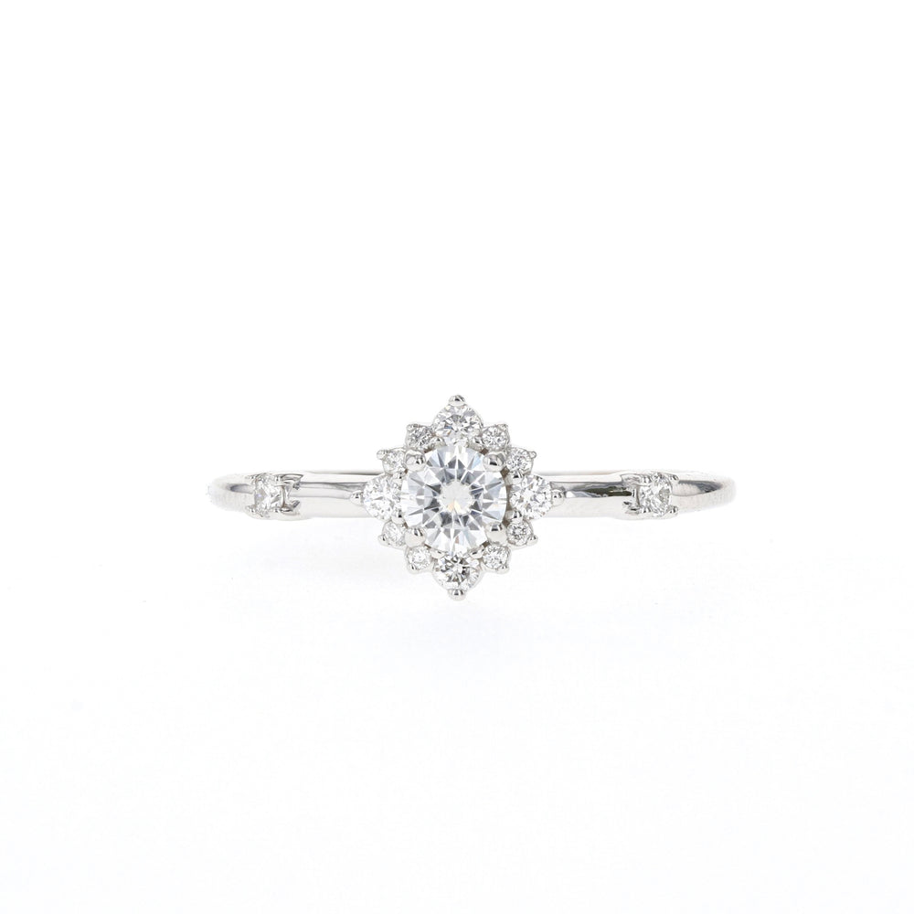 0.25ct Round Cut Halo Moissanite Diamond Engagement Ring