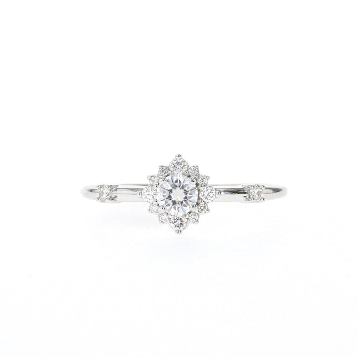 0.25ct Round Cut Halo Moissanite Diamond Engagement Ring