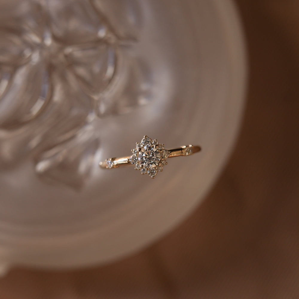 0.25ct Round Cut Halo Moissanite Diamond Engagement Ring