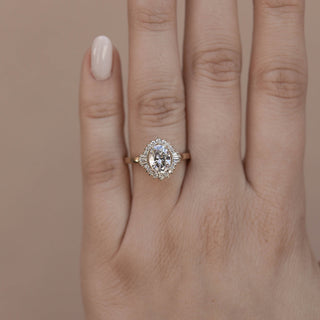 1.20CT Oval Moissanite Halo Diamond Engagement Ring
