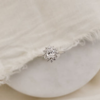 1.33ct Oval Halo Moissanite Diamond Engagement Ring