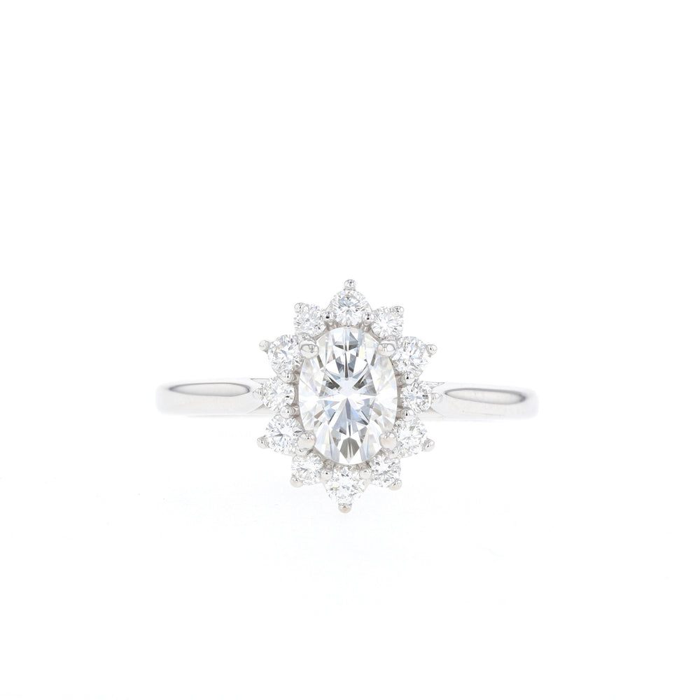 1.5ct-2.5ct Oval Cut Halo Moissanite Diamond Engagement Ring