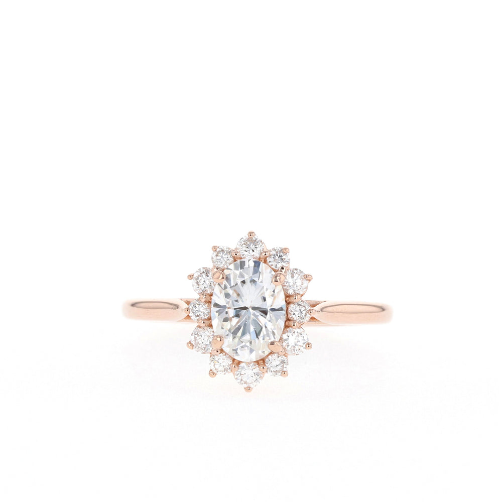 1.5ct-2.5ct Oval Cut Halo Moissanite Diamond Engagement Ring