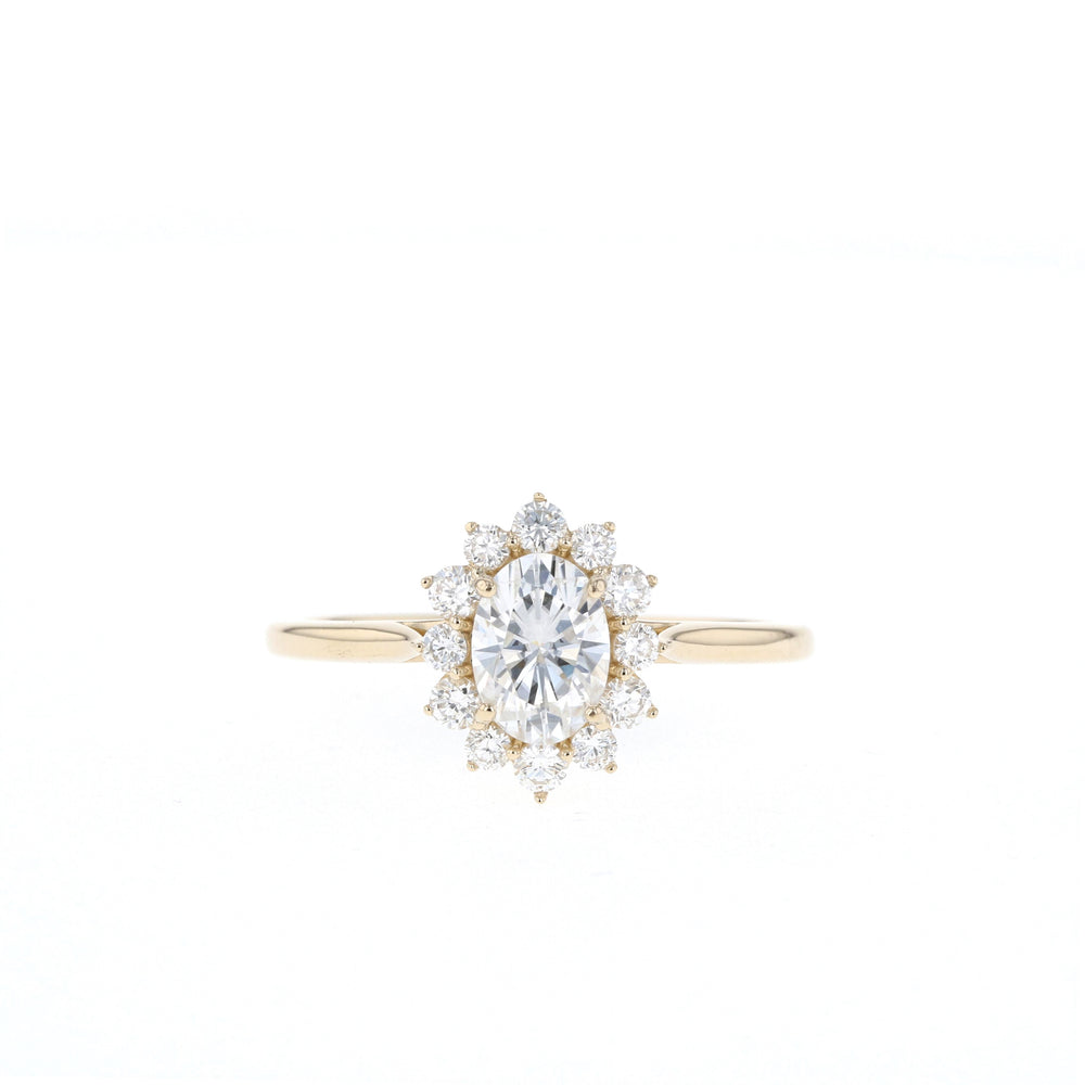 1.5ct-2.5ct Oval Cut Halo Moissanite Diamond Engagement Ring