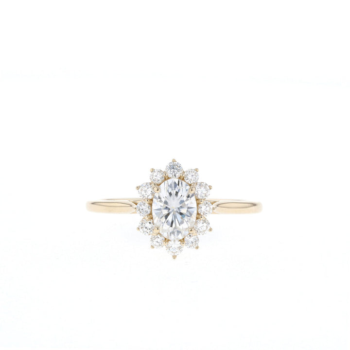 1.5ct-2.5ct Oval Cut Halo Moissanite Diamond Engagement Ring