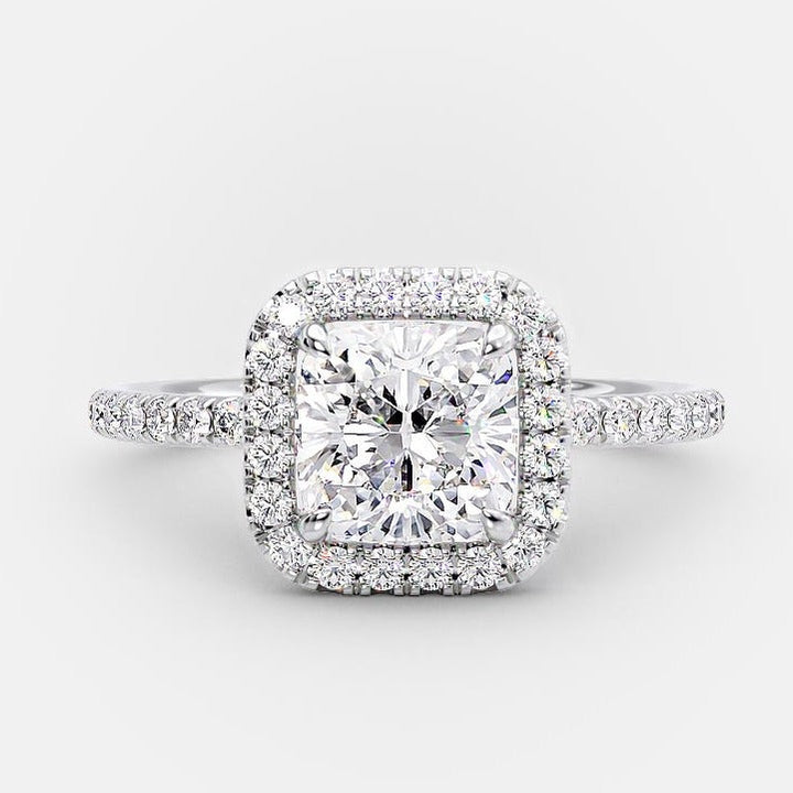 1.50ct Cushion Cut Moissanite Diamond Halo Engagement Ring