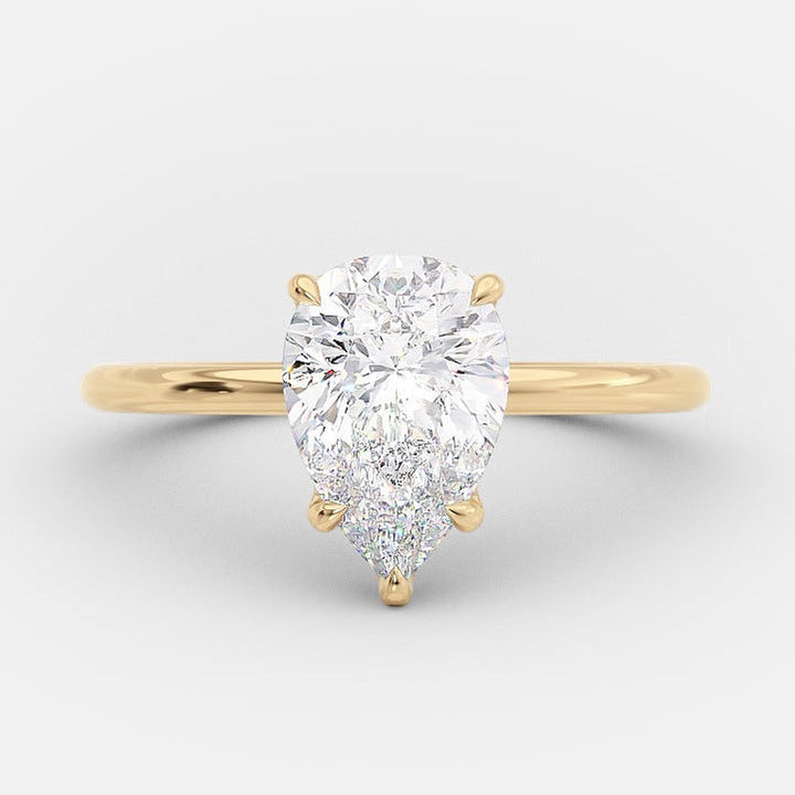 1.31ct Pear Cut Solitaire Moissanite Diamond Engagement Ring
