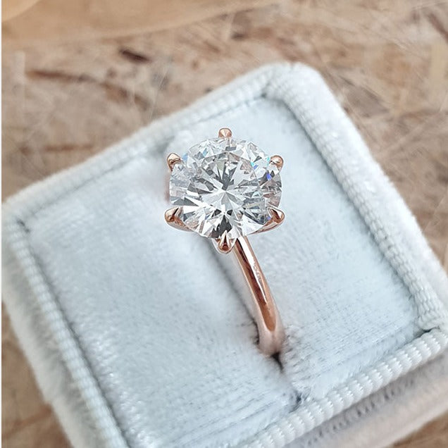 1.51ct Round Brilliant Cut Moissanite 14K Rose Gold Engagement Ring