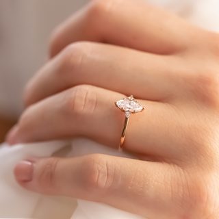 1.0CT Marquise Cut Moissanite Engagement Ring in 14K Rose Gold