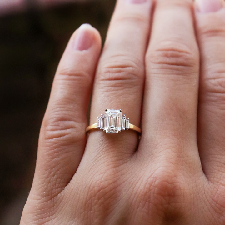 1.60 CT Emerald Cut Moissanite Engagement Ring