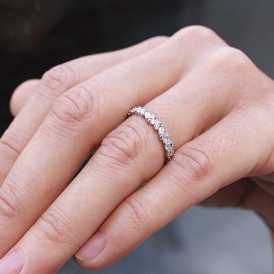 Marquise and Round Cut Full Eternity Wedding Band