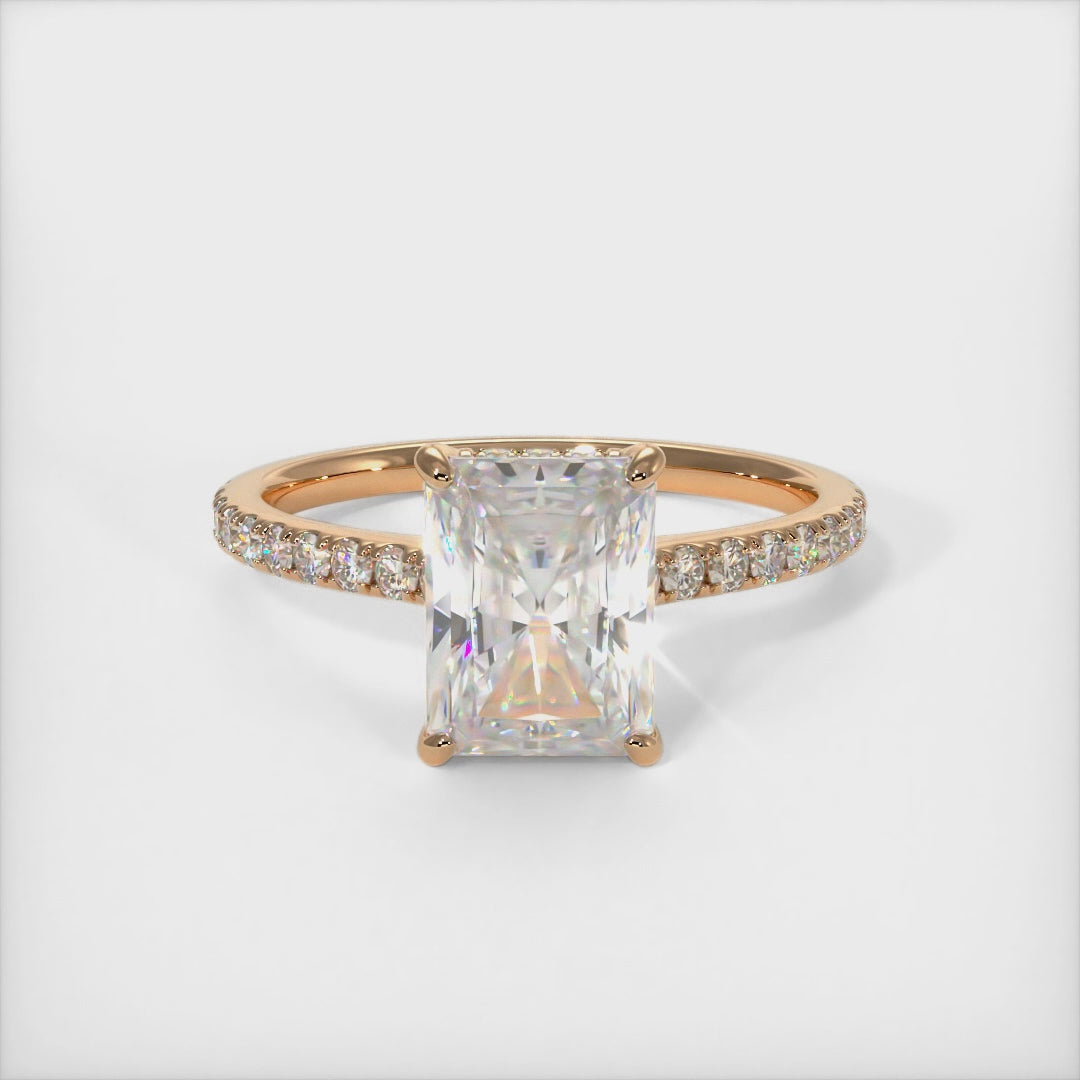 2.70ct Radiant Diamond Hidden Halo Moissanite Engagement Ring