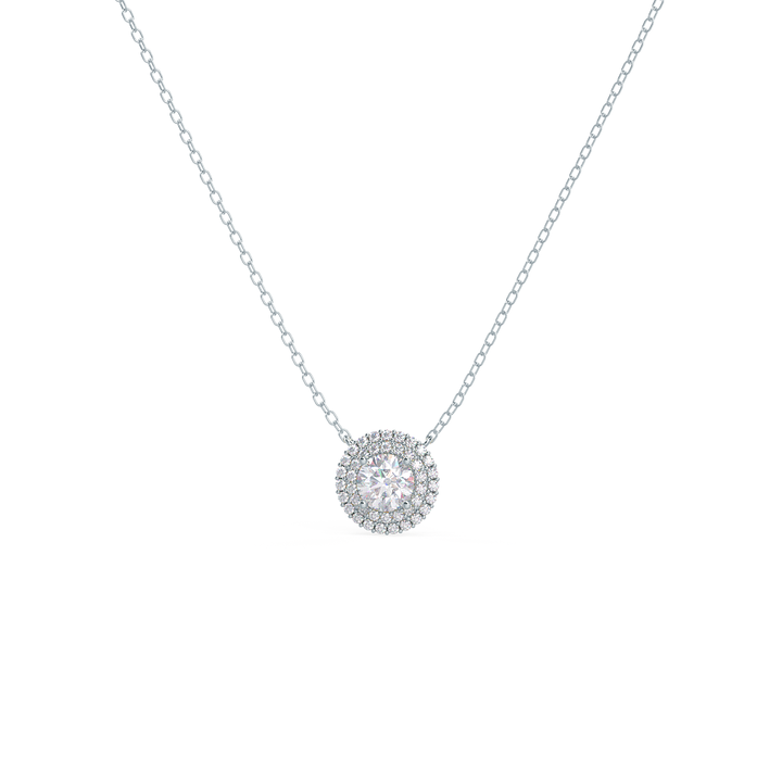 Round Brilliant Cut Halo Setting Moissanite Diamond Necklace