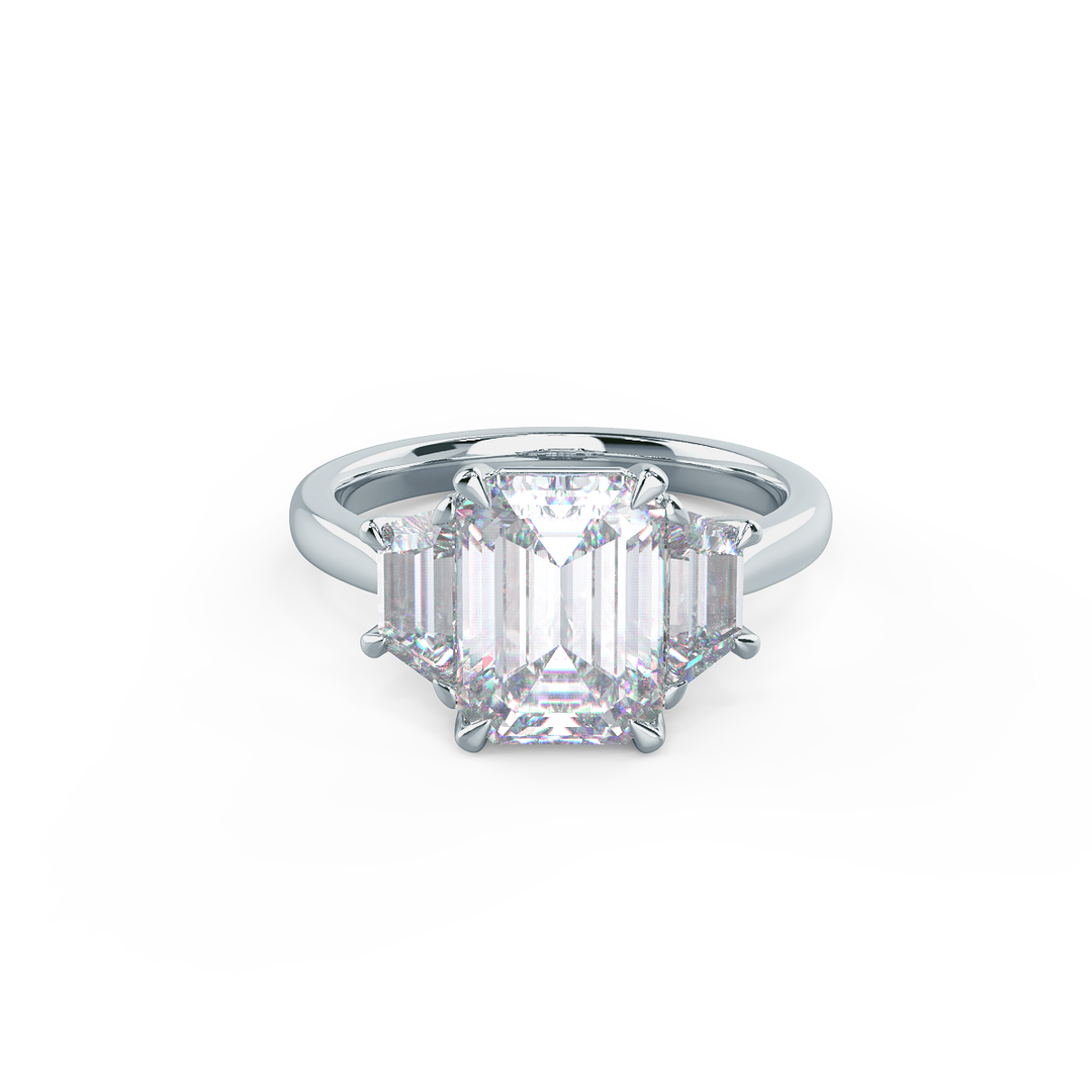 2.75CT Emerald Cut Moissanite Trapezoid Diamond Engagement Ring