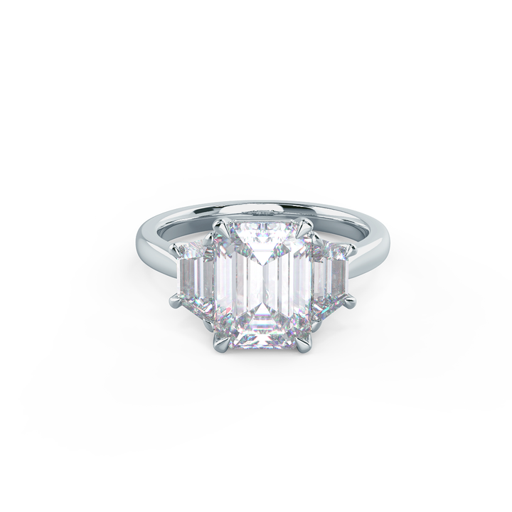 2.75CT Emerald Cut Moissanite Trapezoid Diamond Engagement Ring