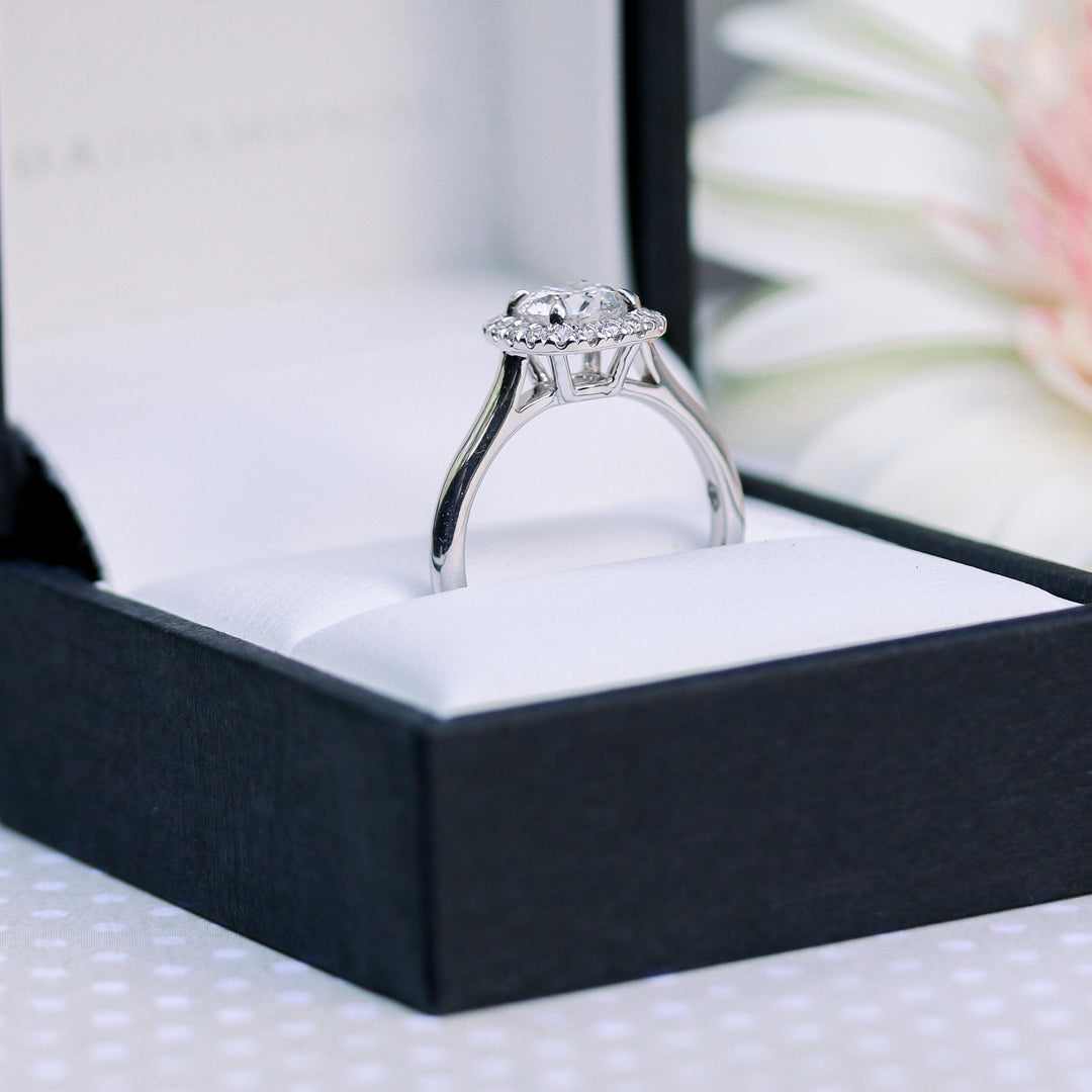 1.75CT Round Brilliant Cut Moissanite Halo Diamond Engagement Ring