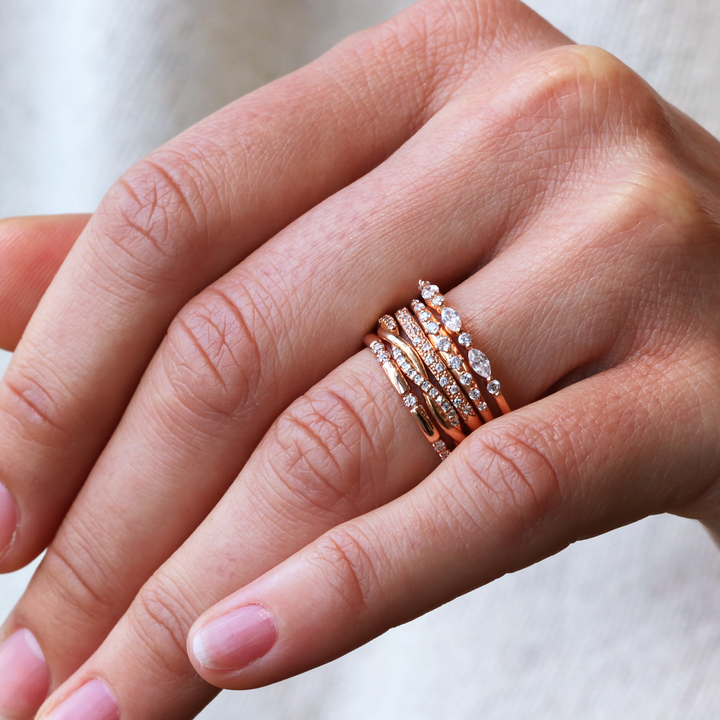 Marquise and Round  Cut Half Eternity Wedding Band