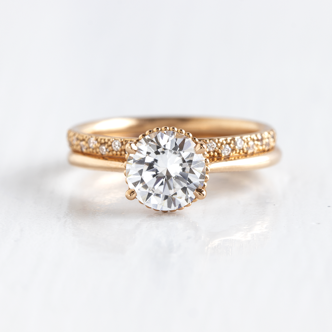 1 CT Round Cut Four Prong Moissanite Engagement Ring