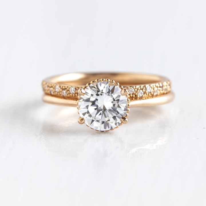 1 CT Round Cut Four Prong Moissanite Engagement Ring