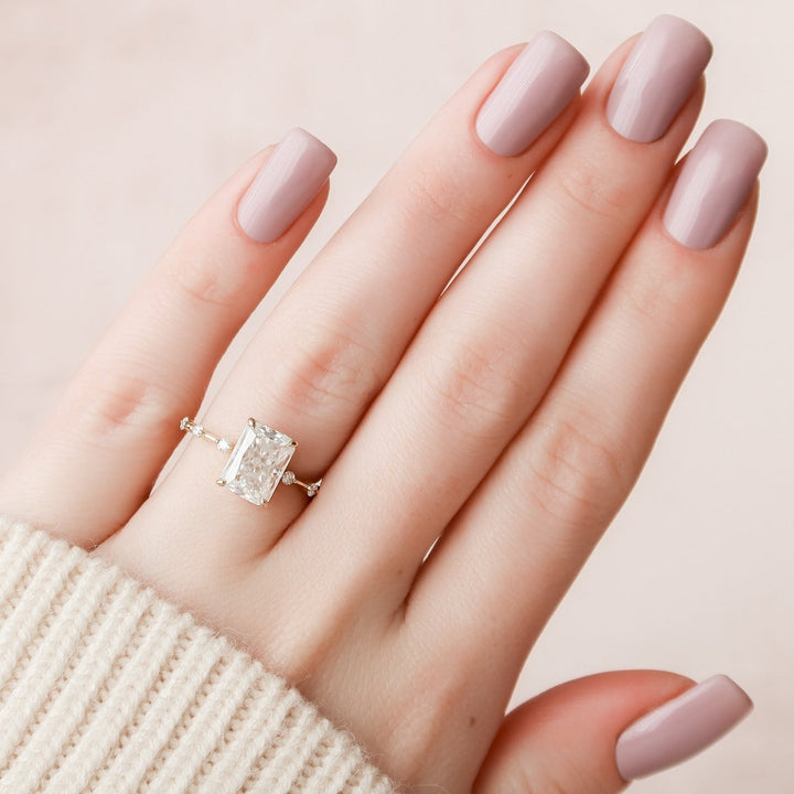 3.50CT Radiant Cut Petite Pave Moissanite Diamond Engagement Ring