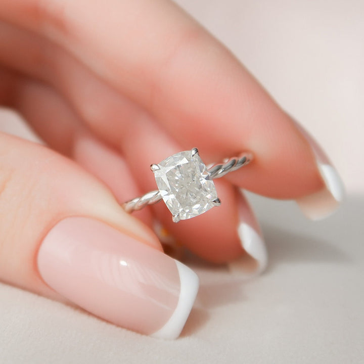 2.0CT Elongated Cushion Cut Moissanite Engagement Ring