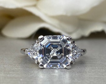 2.20ct Asscher Diamond Moissanite Engagement Ring