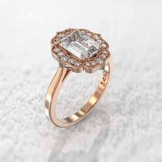 2ct Emerald Cut Diamond Moissanite Engagement Ring