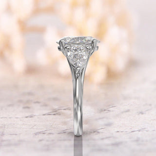 3CT Oval Diamond Three Stone Moissanite Engagement Ring
