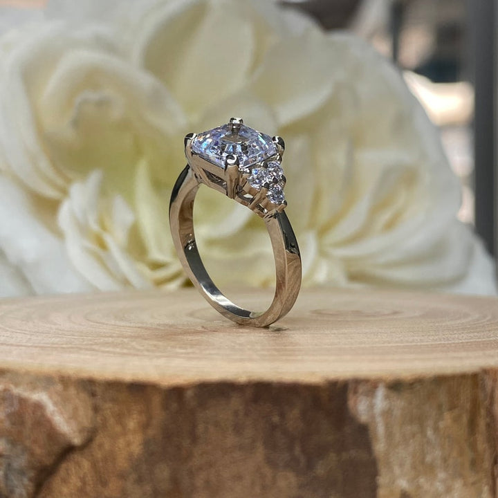 2.20ct Asscher Diamond Moissanite Engagement Ring