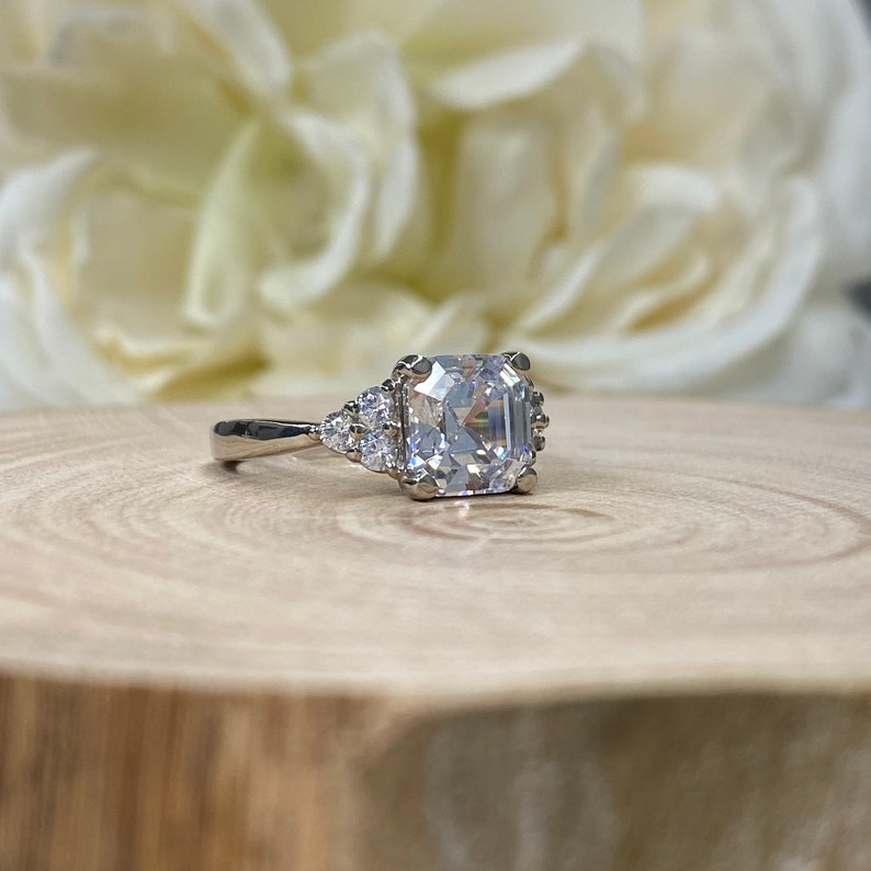 2.20ct Asscher Diamond Moissanite Engagement Ring