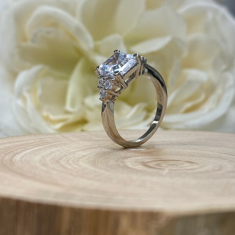 2.20ct Asscher Diamond Moissanite Engagement Ring