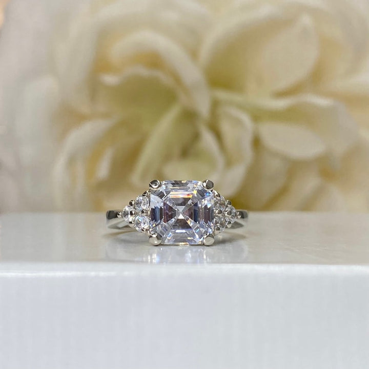 2.20ct Asscher Diamond Moissanite Engagement Ring