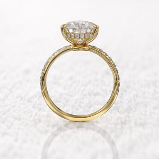 3CT Pear Diamond Hidden Halo Moissanite Engagement Ring