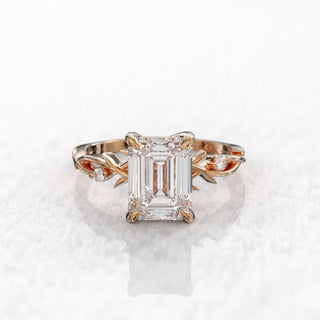 3.50ct Emerald Cut Diamond Twig Moissanite Engagement Ring