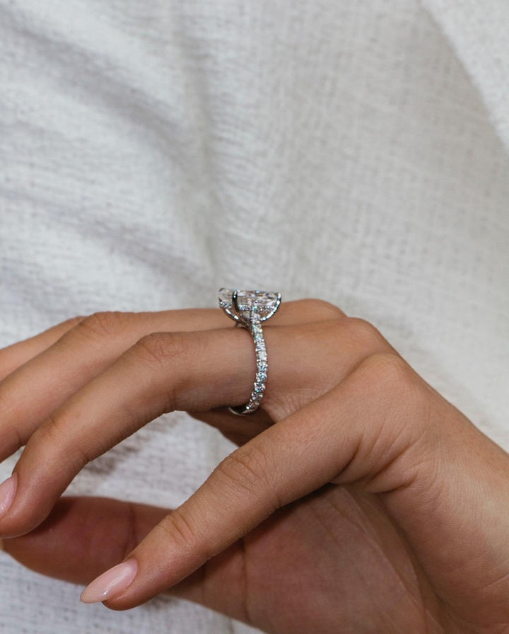 6.20ct Oval Cut Hidden Halo Diamond Moissanite Pave Engagement Ring For Women