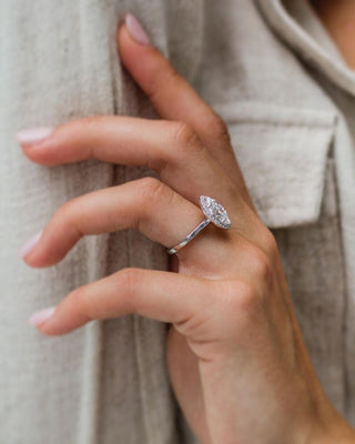 1.62ct Marquise Diamond Halo Moissanite Engagement Ring