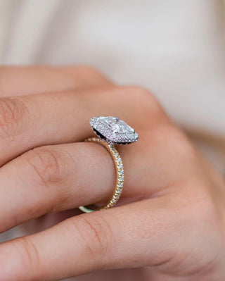 2.75ct Asscher Diamond Halo Moissanite Engagement Ring