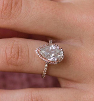 3.45ct Pear Cut Diamond Moissanite Engagement Ring