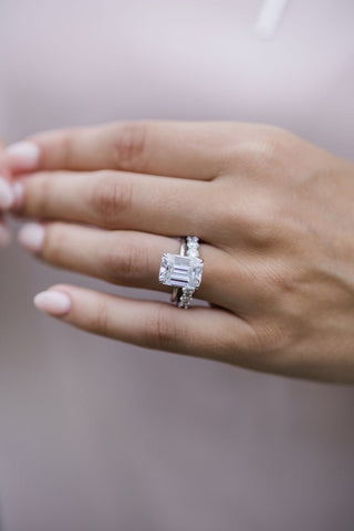 5.5ct Emerald Cut Diamond Moissanite Engagement Ring
