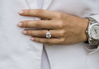 4.1ct Asscher Cut Diamond Moissanite Engagement Ring