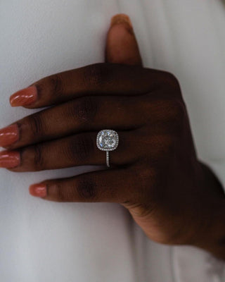 3.65ct Cushion Diamond Halo Moissanite Engagement Ring