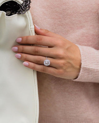 3.65ct Cushion Diamond Halo Moissanite Engagement Ring