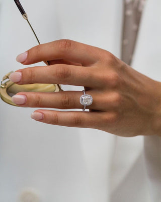 2.40ct Cushion Diamond Halo Moissanite Engagement Ring