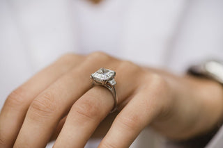 4.1ct Asscher Cut Diamond Moissanite Engagement Ring
