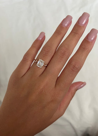 3.50ct Emerald Cut Diamond Twig Moissanite Engagement Ring